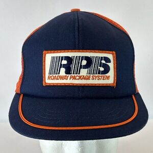 Vintage RPS Roadway Package System Cap Hat Snap Back Patch Blue Mesh Trucker 80s